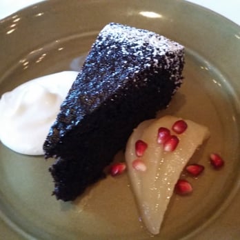 Chez Panisse - Ginger cake, wine poached pears, Chantilly cream - New American Near Me - Berkeley, California