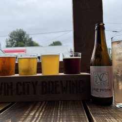 Twin City Brewing - Beer taster flight and rose lavender cider