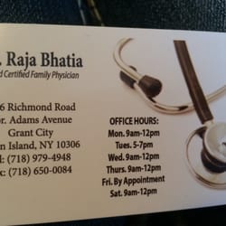 Bhatia S D MD - Business Card with all info.