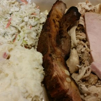 Smokehouse Pit BBQ - Meat sampler with potato salad and Cole slaw - Barbeque Near Me - Millbrook, Alabama Smokehouse Pit BBQ - Meat sampler with potato salad and Cole slaw - Barbeque Near Me - Millbrook, Alabama