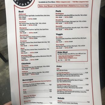 PDX Sliders - Menu (November 2020) - Burgers Near Me - Portland, Oregon