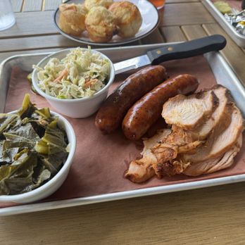 Jim 'N Nick's Bar-B-Q - Combo Plate - Jalapeño Cheddar Sausage and Turkey w/ collard greens and coleslaw - Barbeque Near Me - Marietta, Georgia Jim 'N Nick's Bar-B-Q - Combo Plate - Jalapeño Cheddar Sausage and Turkey w/ collard greens and coleslaw - Barbeque Near Me - Marietta, Georgia