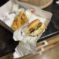 Volcano Burgers - Cheeseburger and fries