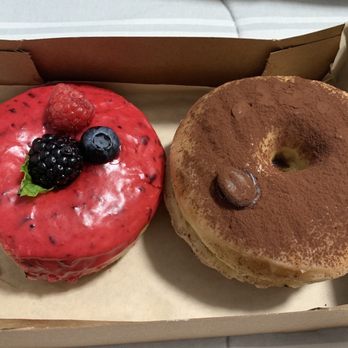 Good Town Doughnuts - Triple berry and tiramisu donut. The oil or whatever it is the triple berry doughnut was fried in tasted old - Donuts Near Me - Costa Mesa, California