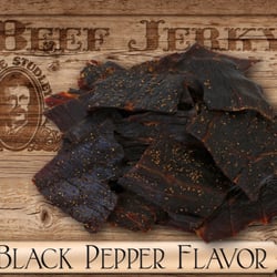 Jerky This - Orville Studley's Black Pepper Flavor Beef. Coarse ground black pepper covers our original jerky and adds a mildly spicy and snappy flavor.