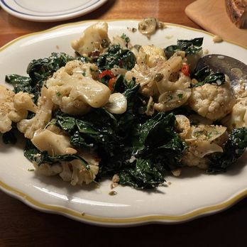 Clark's Oyster Bar - Grilled Tuscan Kale mixed with Roasted Cauliflower - Desserts Near Me - Menlo Park, California Clark's Oyster Bar - Grilled Tuscan Kale mixed with Roasted Cauliflower - Desserts Near Me - Menlo Park, California
