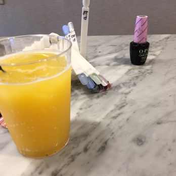 Polished Bar - Complementary drink (mimosa) and some gel samples. - Nail Salons Near Me - Orange, California