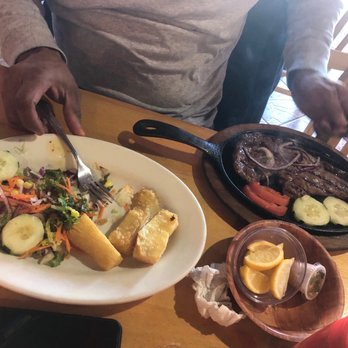 El Roble Bakery - Churrasco and yuca fries, salad. - Latin American Near Me - Elizabeth, New Jersey