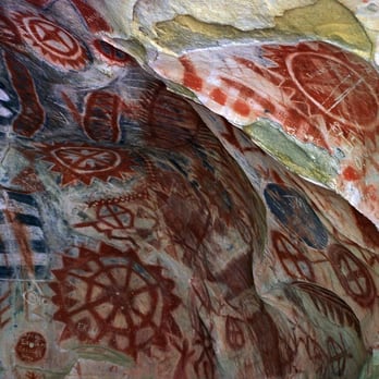 Chumash Painted Cave State Historic Park - Chumash Painted Cave pictographs; Chumash people; after AD 1000 - Landmarks & Historical Buildings Near Me - Santa Barbara, California