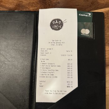 Oao - Sushi Bar & Grill at Wailea - Insane bill! - Sushi Bars Near Me - Kihei, Hawaii