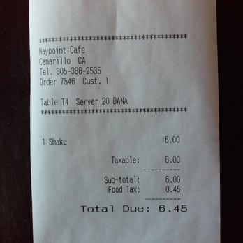 Waypoint Cafe - Cost of my oreo milkshake... - American Near Me - Camarillo, California