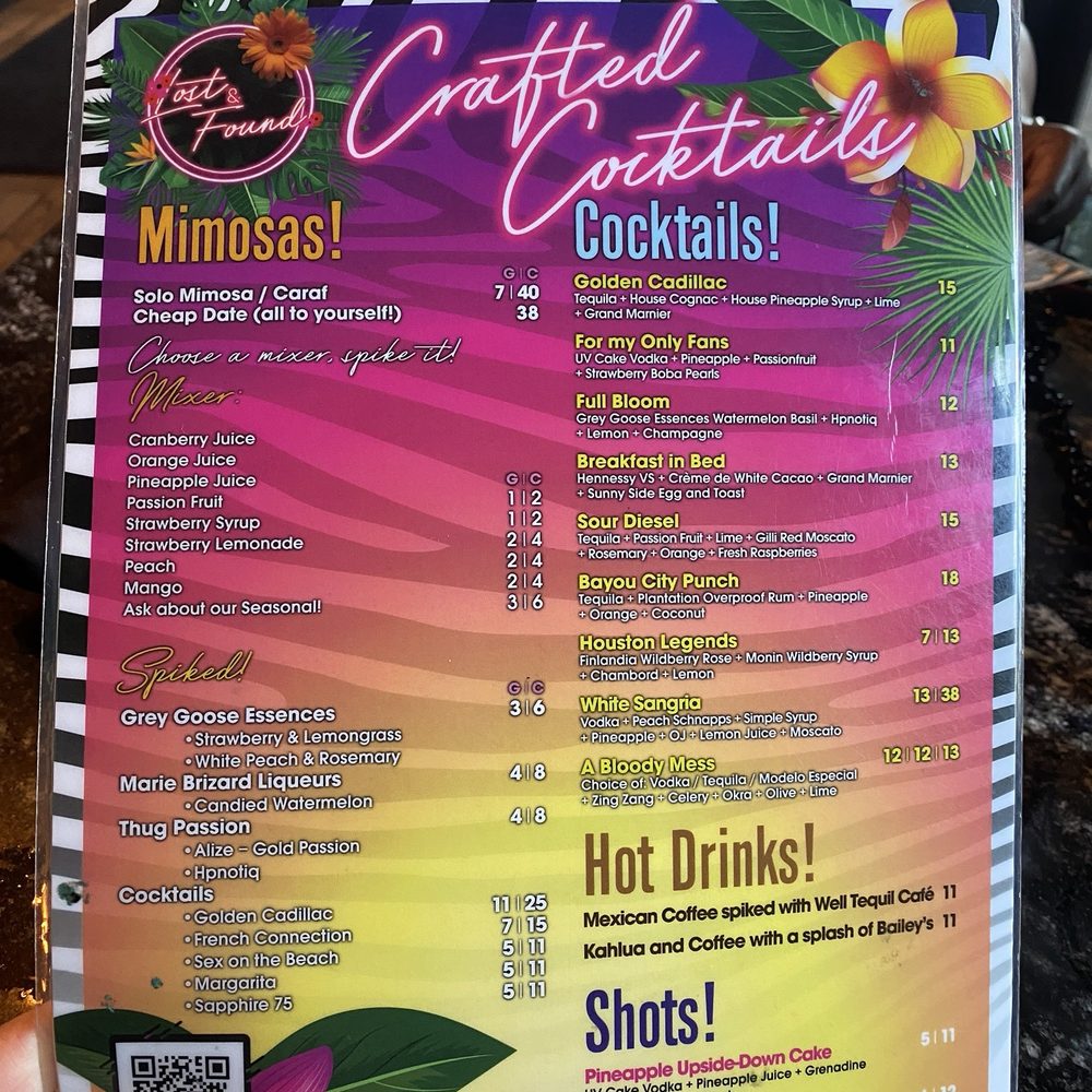 Lost & Found - Drinks Menu - Cocktail Bars Near Me - Houston, Texas Lost & Found - Drinks Menu - Cocktail Bars Near Me - Houston, Texas