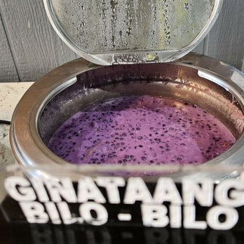 Pistahan - Yummy! Warm dessert porridge with ube, coconut milk, mochi, pearls, jackfruit, sweet potato - Filipino Near Me - San Leandro, California Pistahan - Yummy! Warm dessert porridge with ube, coconut milk, mochi, pearls, jackfruit, sweet potato - Filipino Near Me - San Leandro, California