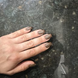 brown matte coffin with shiny french tip brown matte coffin with shiny french tip