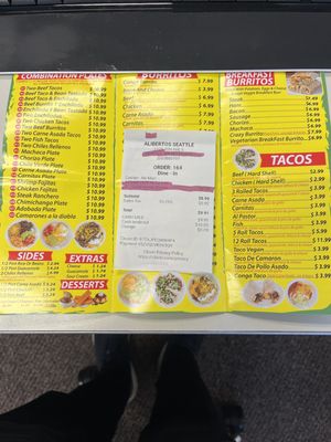 Menu photo 5 Aliberto's Jr Seattle, WA