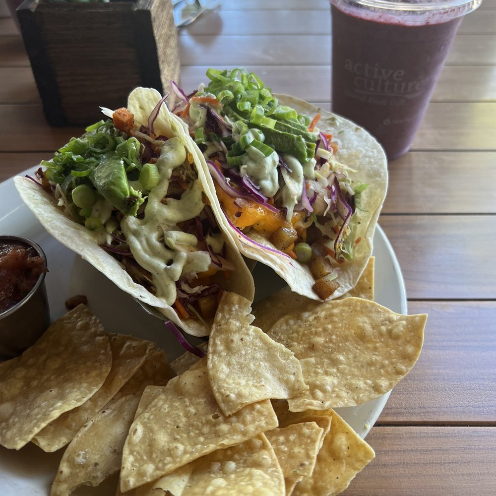 Active Culture - Breakfast tacos & honey lavender blueberry smoothie - Vegetarian Near Me - San Clemente, California Active Culture - Breakfast tacos & honey lavender blueberry smoothie - Vegetarian Near Me - San Clemente, California