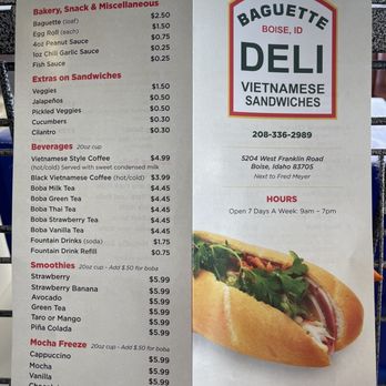 Baguette Deli - Menu - Vietnamese Near Me - Boise, Idaho Baguette Deli - Menu - Vietnamese Near Me - Boise, Idaho