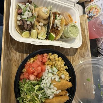 Fish Taco - Fried fish bowl. Calamari, Carne asada, and chorizo tacos - Tacos Near Me - Boston, Massachusetts
