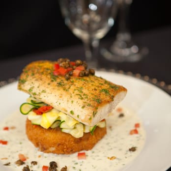 Mark's Catering - Crusted Halibut on Risotto Cake - Caterers Near Me - Laguna Hills, California Mark's Catering - Crusted Halibut on Risotto Cake - Caterers Near Me - Laguna Hills, California