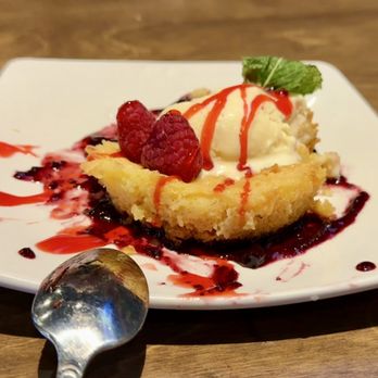 The Parlay Kitchen + Cocktails - 5/11/25 - Brown butter cake with raspberry sauce & vanilla ice cream - delicious - Gastropubs Near Me - Chandler, Arizona The Parlay Kitchen + Cocktails - 5/11/25 - Brown butter cake with raspberry sauce & vanilla ice cream - delicious - Gastropubs Near Me - Chandler, Arizona