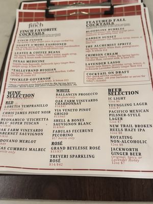 Menu photo 1 The Finch Pittsburgh, PA Menu photo 1 The Finch Pittsburgh, PA