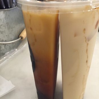Mini Monster Cafe - Jasmine milk tea and Thai tea with almond milk with boba - Bubble Tea Near Me - Anaheim, California