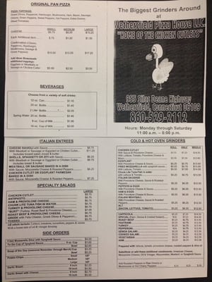 Menu photo 7 Wethersfield Pizza House Wethersfield, CT
