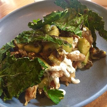 Elske - Soft shell crab with cucumbers and spinach crisps - Scandinavian Near Me - Chicago, Illinois