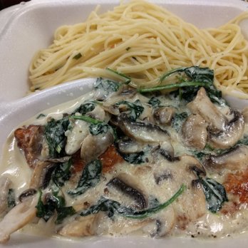 Cremona Bistro Kitchen - Chicken alla Pana -  chicken breast with mushroom and spinach cream sauce -  delicious! - Italian Near Me - Dallas, Texas
