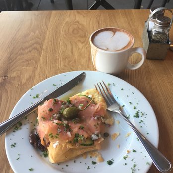 Caffe Central - Smoked salmon with cream cheese tartine & almond milk hot chocolate. - Coffee & Tea Near Me - Burlingame, California