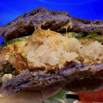 Happy Belly Eatery - Lots of shrimp in the shrimp katsu burger - Food Trucks Near Me