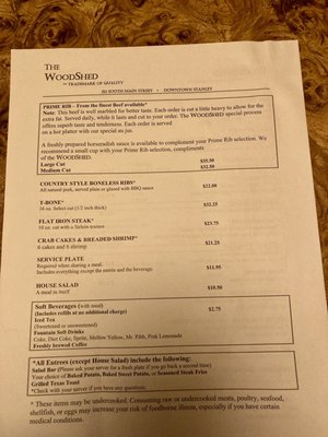 Menu photo 1 The Woodshed Restaurant Stanley, NC