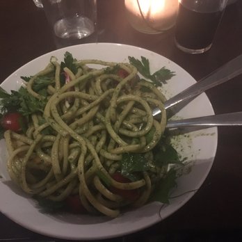 Orto Artisan Pasta - Bucatini w/ prawns&Nettle sauce!l You know I had to try it!! It was delish. Really light and refreshing. - Italian Near Me - North Vancouver, British Columbia