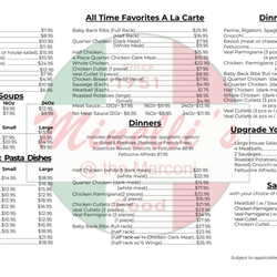 Minellis Take Out - Menu
