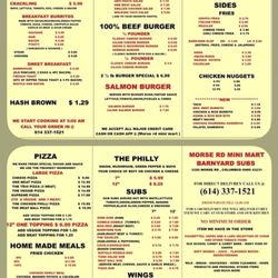 Morse Road Mini Mart - Menu