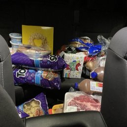Food loaded directly into the back of our truck, no bags offered