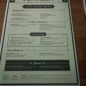 Kitty O'Sheas - Late night menu - Irish Near Me - Chicago, Illinois Kitty O'Sheas - Late night menu - Irish Near Me - Chicago, Illinois