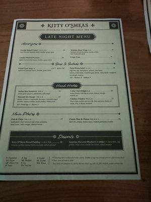 Menu photo 2 Kitty O'Sheas Chicago, IL Menu photo 2 Kitty O'Sheas Chicago, IL