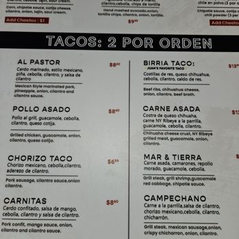 Sr De Los Tacos - Wynwood - Mexican menu - Mexican Near Me - Miami, Florida