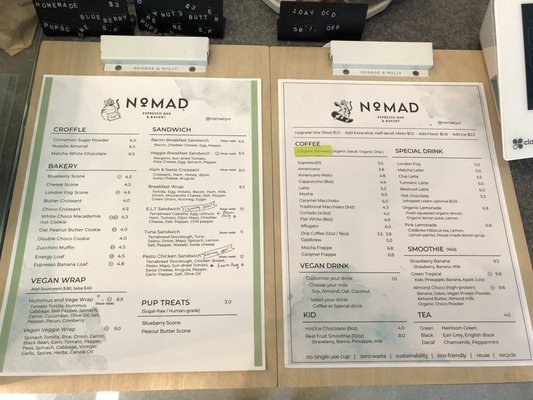 Menu photo 2 Nomad Coffee North Vancouver, BC Menu photo 2 Nomad Coffee North Vancouver, BC