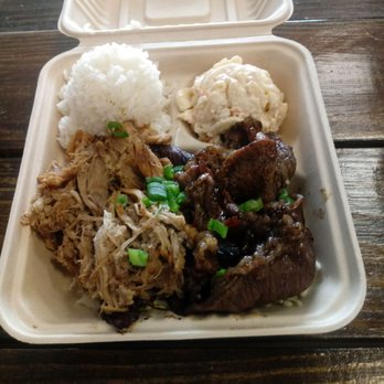 Pineapple Grill  - Mixed plate Hawaiian smoked pork and terri beef - Hawaiian Near Me - Hurst, Texas