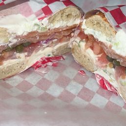 Lox on sea salt bagel