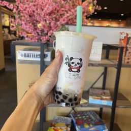Almond smoothie with boba and lychee jelly