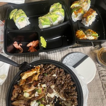 Teriyaki Roll House - Dragon roll , avocado roll and a chicken and beef teriyaki bowl! Omg BOMB!!! Soooo yummy - Japanese Near Me - Lancaster, California Teriyaki Roll House - Dragon roll , avocado roll and a chicken and beef teriyaki bowl! Omg BOMB!!! Soooo yummy - Japanese Near Me - Lancaster, California