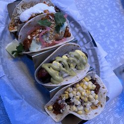 Vintage Cantina - Chicago Asada, Dirty Bird, Brat Favre, and Barbacola tacos