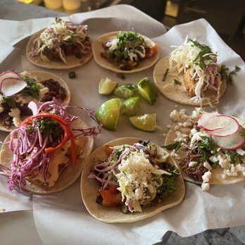 Bakersfield DET - Baja shrimp, short rib, hongos, and papas& chorizos - Tacos Near Me - Detroit, Michigan