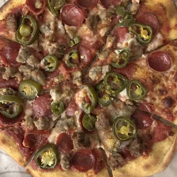 Pieology Pizzeria, Rancho Mirage, CA - 11" Original Thin crust pizza with pepperoni, sausage, meatballs and jalapeño peppers. - Pizza Near Me - Rancho Mirage, California Pieology Pizzeria, Rancho Mirage, CA - 11" Original Thin crust pizza with pepperoni, sausage, meatballs and jalapeño peppers. - Pizza Near Me - Rancho Mirage, California