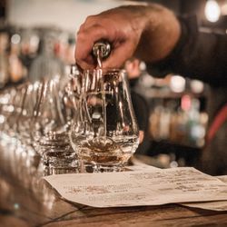 Oak & Iron - Epic glasses and pours for an Old Carter Tasting in the Speakeasy.