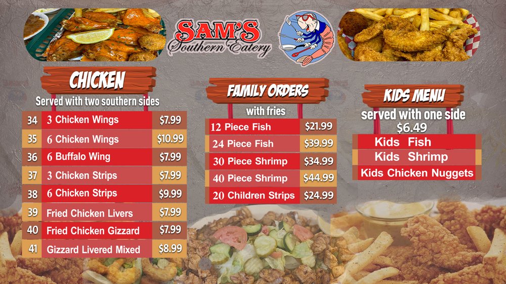 Food from Sam' Southern Eatery