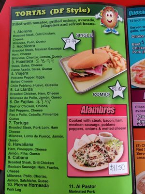 Menu photo 3 Aca Las Tortas Dallas, TX